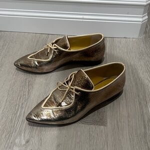 Gold Women's Lace-Up Shoes Vero Cuoio